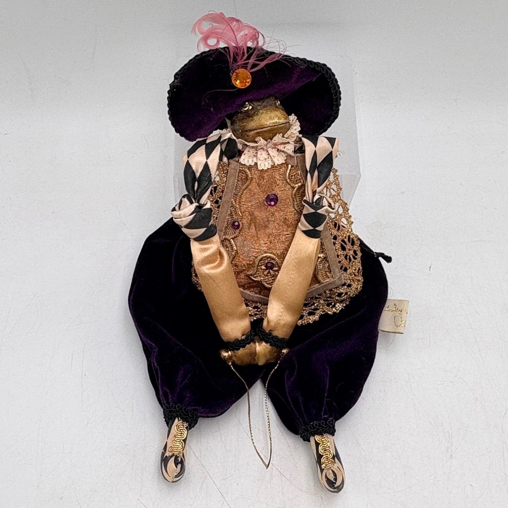 Katherine's Collection Wayne Kleski Frog Ornament Purple Velvet 11" Rare Jester